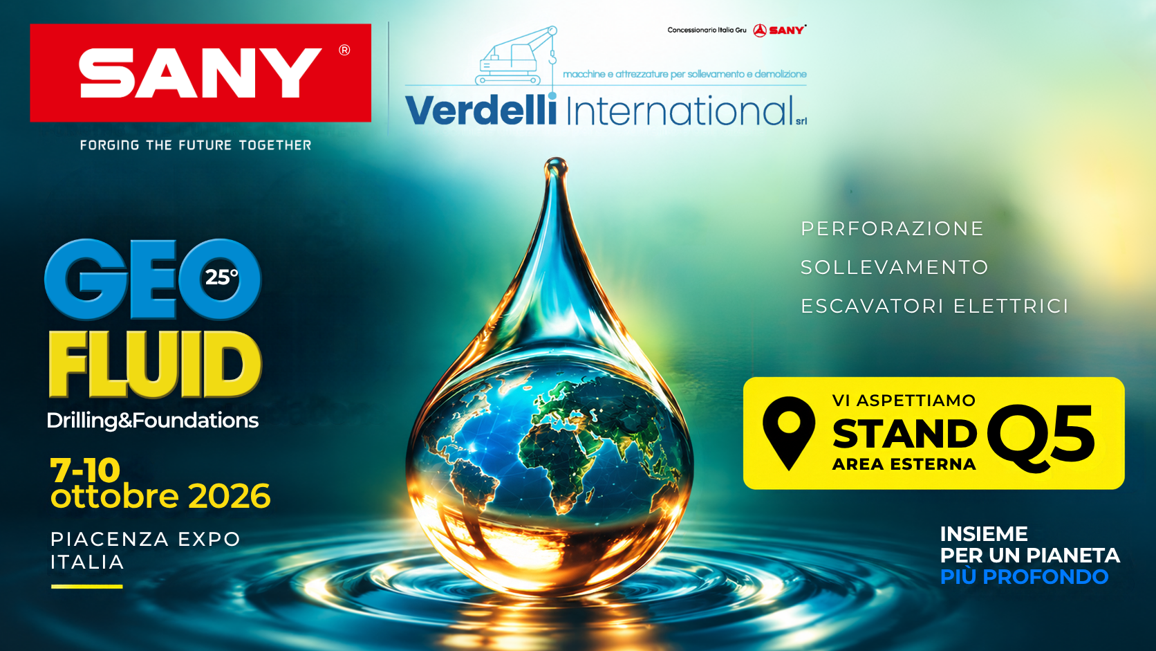 SANY Italia a GEOFLUID 2026: tecnologia e innovazione per il cantiere